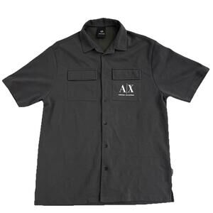 armani exchange full button polo Charcoal Logo Front Double Pockets Men’s XXL